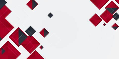 Wall Mural - black and red squares tech web banner on white background