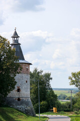 Wall Mural - view of the tower of medieval Zaraysk kremlin and the valley beyond