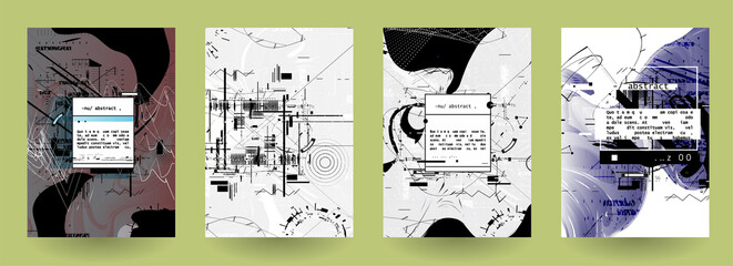 Modern abstract covers set. Abstract shapes composition. Futuristic minimal design. Eps10