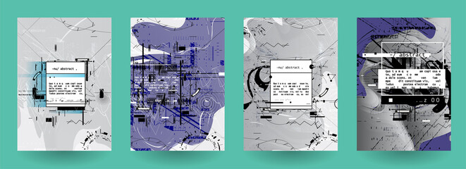 Modern abstract covers set. Abstract shapes composition. Futuristic minimal design. Eps10