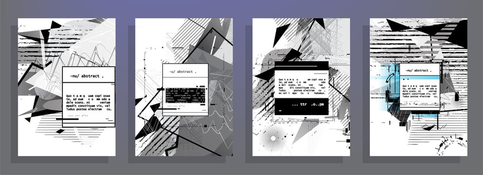 Modern abstract covers set. Abstract shapes composition. Futuristic minimal design. Eps10
