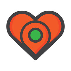 Poster - location illustration. location with love icon. can use for, icon design element,ui, web, mobile app.