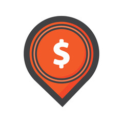 Poster - location illustration. location with money icon. can use for, icon design element,ui, web, mobile app.