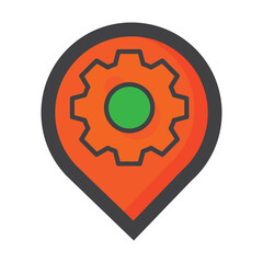 Poster - location illustration. location with setting icon. can use for, icon design element,ui, web, mobile app.