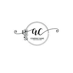 Wall Mural - AC Beautiful initial handwriting logo template