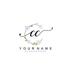 Wall Mural - CC beautiful Initial handwriting logo template