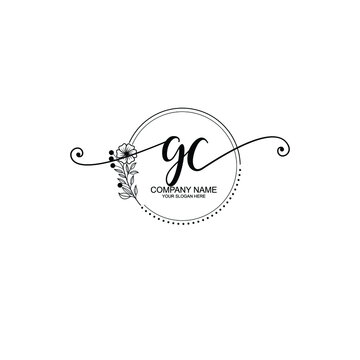 GC beautiful Initial handwriting logo template