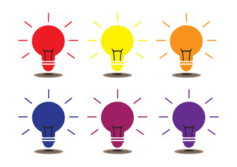 Light bulb icon vector illustration colorful flat design