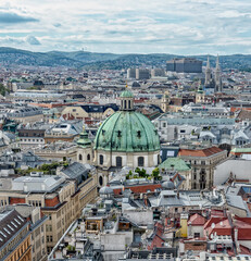 Wall Mural - View of Peterskirche from the top of Stephansdom in the historic old town of Vienna, Austria