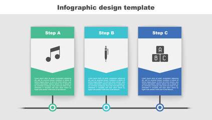 Wall Mural - Set Music note, tone, Pen and ABC blocks. Business infographic template. Vector