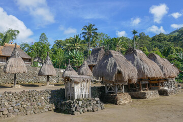 Ngadu and bhaga, the male and female symbols of the Ngada people or tribe in Luba traditional village near Bajawa on Flores island, East Nusa Tenggara, Indonesia