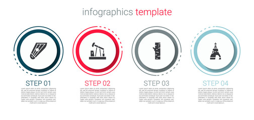 Sticker - Set Kankles, Oil pump or pump jack, Birch tree and The Tsar bell. Business infographic template. Vector