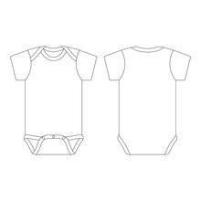 Template Baby Onesie Unisex Vector Illustration Flat Sketch Design Outline