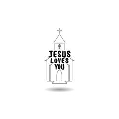 Sticker - Jesus loves you sign with shadow