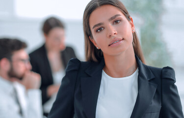 Canvas Print - closeup.confident young business woman