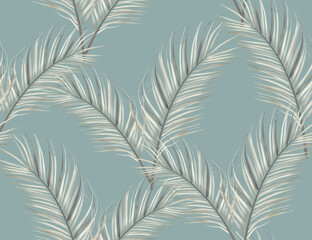 Naklejka na meble Tropical black and white jungle flowers and palm leaves. seamless stylish fashion floral pattern, in Hawaiian style