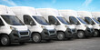 Delivery vans in a row.  Express delivery and shipment service concept.