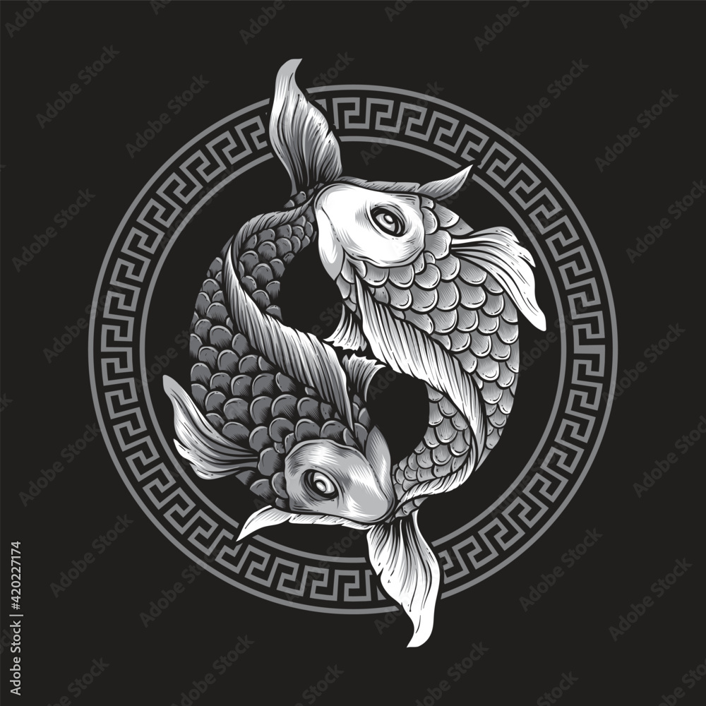 yin yang koi fish vector illustration Stock Vector | Adobe Stock