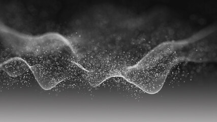 Fototapete - Internet technology network. Abstract black and white background. Large amount of data. 3d rendering.