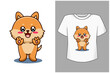 Mockup cute and funny cat cartoon illustration