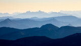 Fototapeta Góry - Blue gradient in the French Alps seen from the Mont Ventoux at sunrise