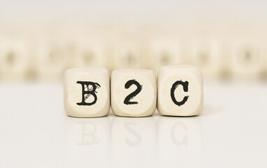 Poster - Word B2C made with wood building blocks