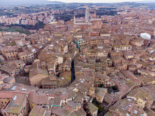 Poster - medieval city of Siena in Tuscany seen from the drone