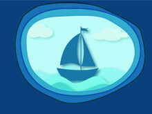 Boat In The Sea Vector Illustration