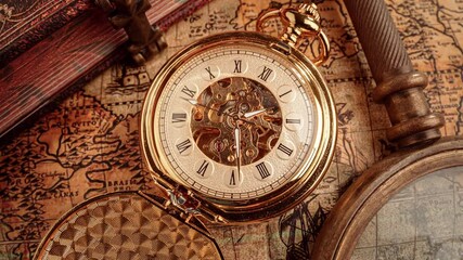 Wall Mural - Vintage pocket watch. Vintage background Concept of time history.