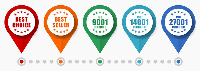 Aufkleber - Best choice, best seller and iso vector icon set, flat design pointers, infographic template