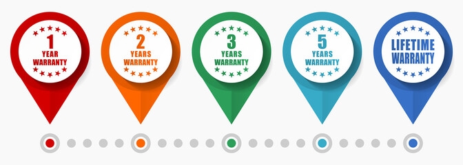 Leinwandbilder - Warranty vector icon set, flat design pointers, infographic template