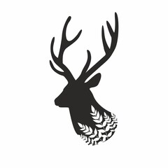 Wall Mural - Silhouette of a deer with horns