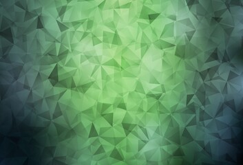 Poster - dark green vector gradient triangles pattern.
