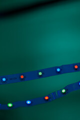 Sticker - LED strip lights glow in the dark, close up vertical photo