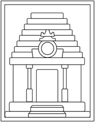 Wall Mural - 
Temple colouring page, linear vector 

