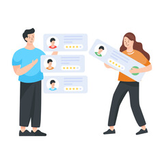 Sticker - 
A flat illustration of candidates ratings in editable design

