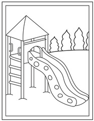 Poster - 
A playground slide colouring page vector download

