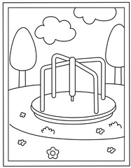 Poster - 
Merry go round colouring page vector 

