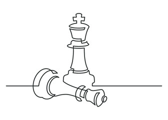 Continuous line drawing of a chess pieces
king versus queen. Chess game concept. Vector illustration