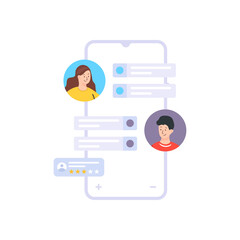 Sticker - 
Online chat in flat editable illustration

