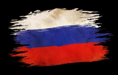 Sticker - Flag of Russia in grunge style.