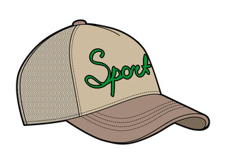 Canvas Print - Beije baseball cap vector illustration on white