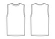 White tank top in front and back views. Isolated sleeveless male sport shirt.