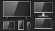 © Iryna Petrenko - Set of realistic TV, lcd, led, computer monitor, laptop, tablet and mobile phone with empty screen