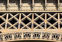 A Close Up On The Eiffel Tower During A Sunny Day During Its Renovation (stripping And Painting). Paris The 14th March 2021