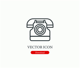 Poster - Telephone vector icon.  Editable stroke. Linear style sign for use on web design and mobile apps, logo. Symbol illustration. Pixel vector graphics - Vector