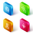 © vector_v - Set Isometric line Gargoyle on pedestal, Poodle dog, French man and Fleur De Lys icon. Vector