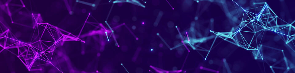 Leinwandbilder - Polygonal background with dots and lines. Network connection structure. Science and technology. 3d