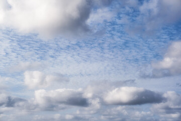 Wall Mural - blue sky with beautiful white clouds with different shapes