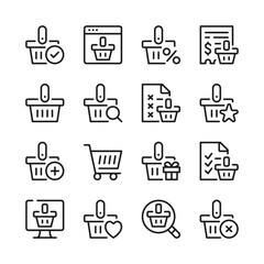Poster - Shopping basket line icons set. Modern graphic design concepts, simple outline elements collection. Vector line icons